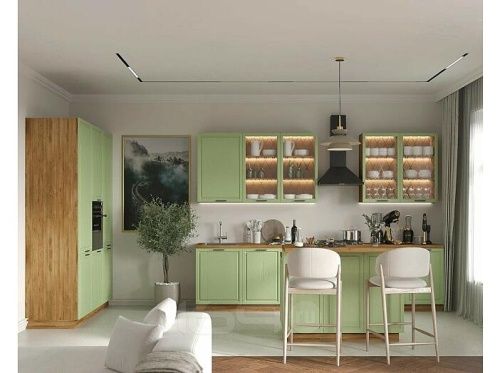 Модульный кухонный гарнитур Ницца дуб оливковый 2130x3400/1800x600 фото 3