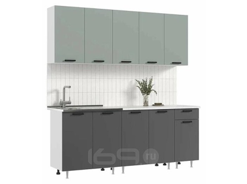 Кухонный гарнитур Рио графит, сумеречный голубой 2140x2000x600 фото 2