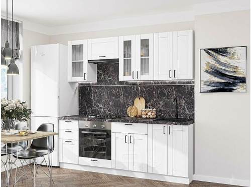 Модульный кухонный гарнитур Лофт-01 white silk 2140x2200x600