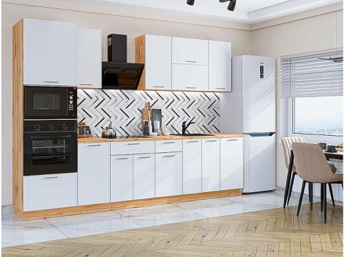 Модульный кухонный гарнитур Квадро-01 белый 2140x3000x600