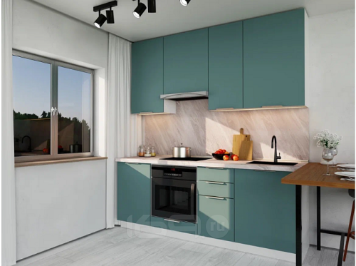 Модульный кухонный гарнитур Флэт grey-green in 2s 2240x2100x600