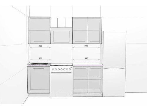 Модульный кухонный гарнитур Логика-01 белый глянец 2040x1400x600 фото 5