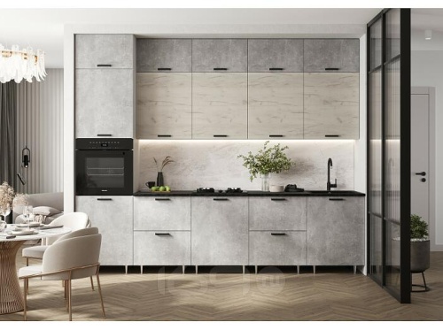 Кухонный гарнитур Рио бетон светлый, дуб крафт 2500x3000x600 фото 2