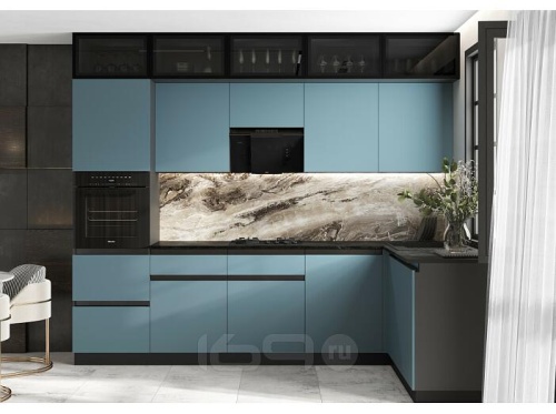 Кухонный гарнитур Техно-6 браш блю 2580x3000/1800x600 фото 2