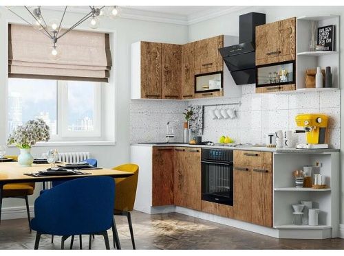 Кухонный гарнитур Техно экзотическое дерево амазония 2170x2700x600