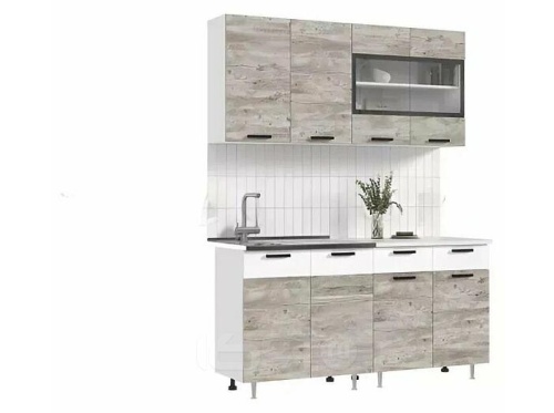 Кухонный гарнитур Рио белый, юкон 2140x1600x600 фото 2