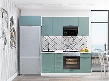 Модульный кухонный гарнитур Флэт-01 grey-green in 2s 2140x2600x600