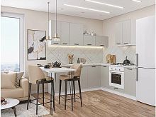 Модульный кухонный гарнитур Фрейм-03 cream silk 2140x2200x600