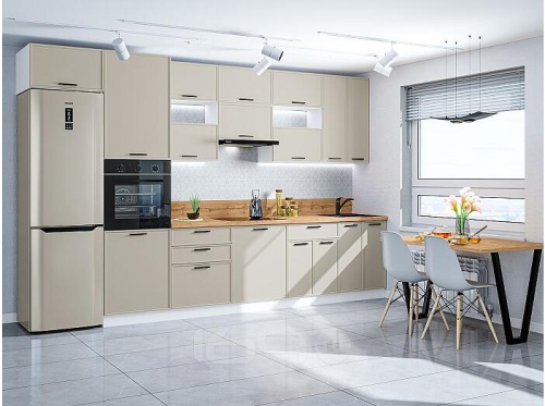 Модульный кухонный гарнитур Фрейм-04 cream silk 2340x3600x600