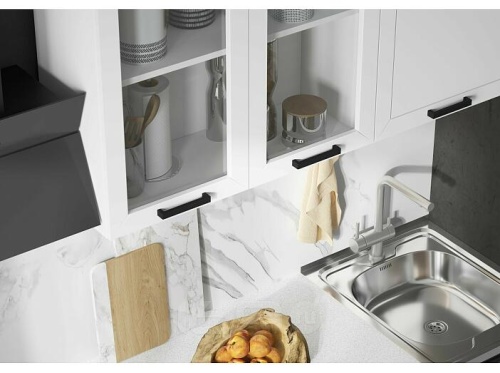 Кухонный гарнитур Монако белый снег софт, графит софт new 2140x1700x600 фото 2