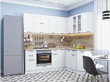 Модульный кухонный гарнитур Барселона-02 белый 2140x2200/1590x600