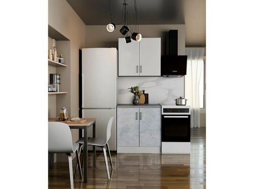 Кухонный гарнитур Уют белый, бетон 2155x800x600 фото 2