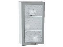 Шкаф верхний с 1-ой остекленной дверцей Ницца Графит/Белый 920*500*318