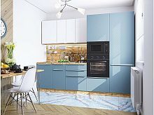 Модульный кухонный гарнитур Фьюжн-07 silky blue, silky white 2140x2700x600