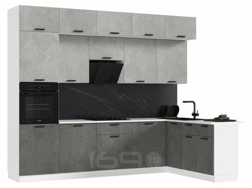 Кухонный гарнитур Рио бетон светлый, бетон темный 2500x3000/1800x600 фото 2