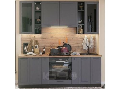 Модульный кухонный гарнитур Глетчер-01 маренго силк 2340x2200x600