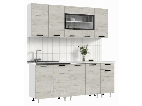 Кухонный гарнитур Рио дуб крафт белый 2140x2000x600 фото 2