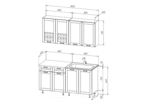 Кухонный гарнитур Милано белая текстурная 2194x1600x600 фото 3
