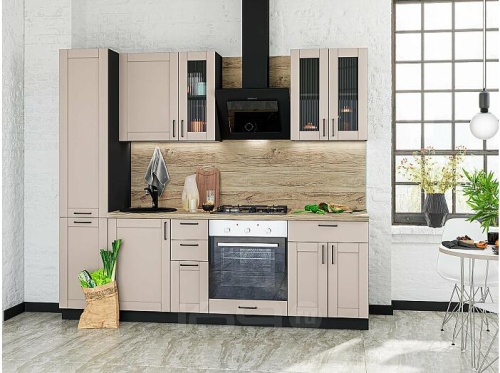 Модульный кухонный гарнитур Лофт-02 cream silk 2140x2400x600