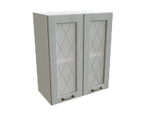 Шкаф В600 с 2-мя дверцами со стеклом Ницца БЕЛ/ДУБ/СЕР Ф45