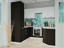 Модульный кухонный гарнитур Прага-16 белое дерево, венге премиум 2336x1890/2200x600