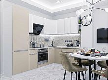 Модульный кухонный гарнитур Фьюжн-04 cream silk, silky white 2140x2500x600