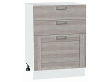 Шкаф нижний с 3-мя ящиками Лофт Cappuccino Veralinga/Белый 816*600*480