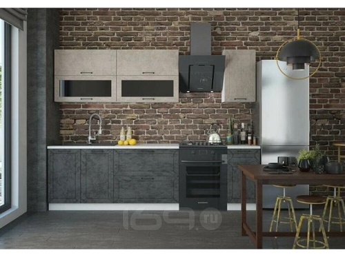 Кухонный гарнитур Монако камень светлый, камень темный 2140x2000x600