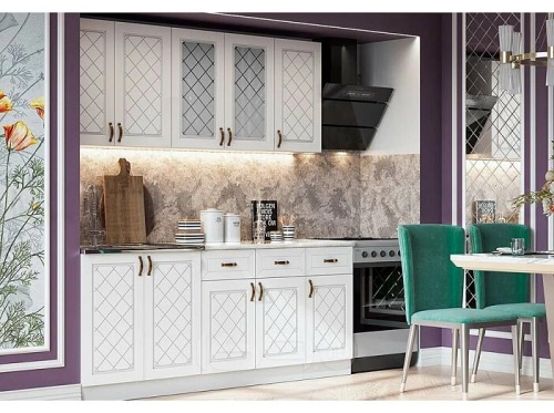 Кухонный гарнитур Ирина белый матовый 2140x2000x600