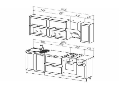 Кухонный гарнитур Монако белый снег софт, графит софт new 2140x2600x600 фото 4