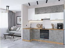 Модульный кухонный гарнитур Флэт-04 temple stone 2s, white in 2s 2340x1000/2500x600