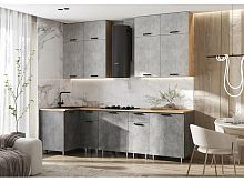 Кухонный гарнитур Рио бетон светлый, бетон темный 2100x1000/2600x600