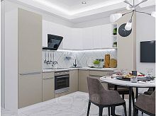 Модульный кухонный гарнитур Фьюжн-04 silky grey, silky white 2140x2500/1800x600