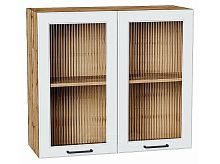 Шкаф верхний с 2-мя остекленными дверцами Барселона Белый Дуб Вотан 716*800*324