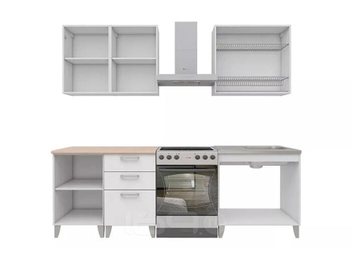 Кухонный гарнитур Корсика белый 2170x1800x600 фото 3