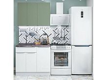 Модульный кухонный гарнитур Фьюжн-05 silky mint, silky white 2140x1000x600
