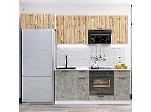 Модульный кухонный гарнитур Флэт-01 wotan oak, temple stone 2140x2600x600