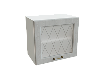 Шкаф ВГ509 верхний горизонтальный со стеклом Ницца БЕЛ/ДУБ/СЕР Ф84Н