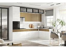 Кухонный гарнитур Оливия белый глянец, голдэн пэлас 2500x3000x600