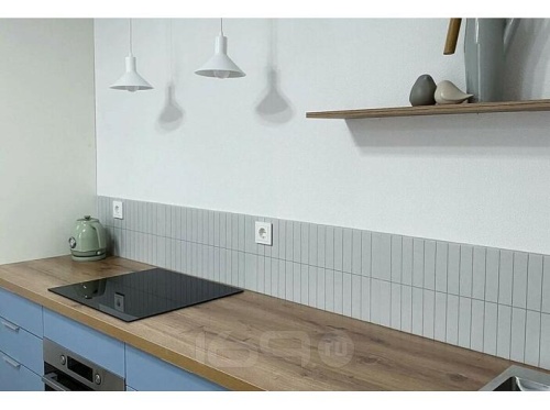 Модульный кухонный гарнитур Фьюжн-07 silky blue, silky white 2140x2700x600 фото 3