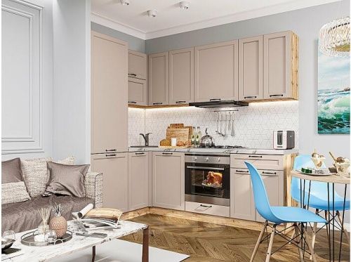 Модульный кухонный гарнитур Барселона-04 кашемир 2140x1490/1700x600 фото 6