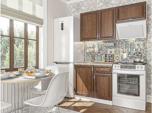 Модульный кухонный гарнитур Шале-04 brown dreamline 2140x1500x600