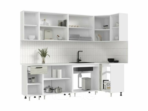 Кухонный гарнитур Рио дуб крафт белый 2140x2600/1000x600 фото 3