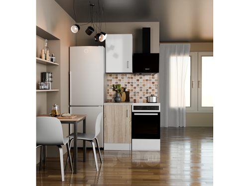 Кухонный гарнитур Уют белый, дуб сонома 2155x400x600 фото 2