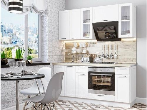 Модульный кухонный гарнитур Барселона-01 белый 2140x1800x600