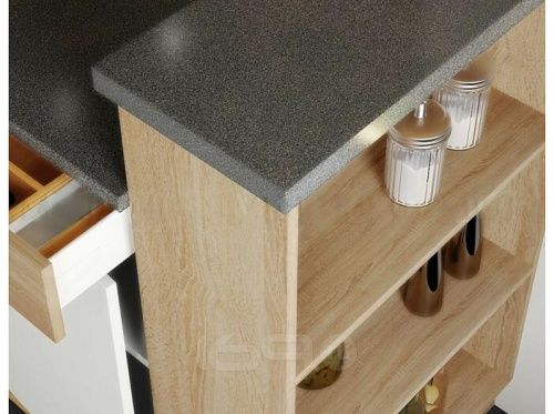 Кухонный гарнитур Техно-5 сонома, белый глянец холодный 2500x3200/2240x600 фото 2