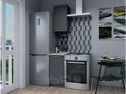 Модульный кухонный гарнитур Глетчер-05 маренго силк 2140x400x600 фото 2