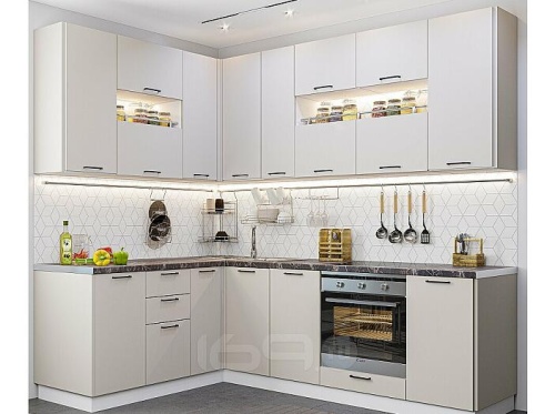 Модульный кухонный гарнитур Флэт-02 cashmere in 2s 2340x1700/2400x600