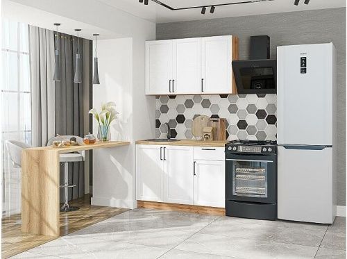 Модульный кухонный гарнитур Сканди-05 white silkwood 2140x1200x600