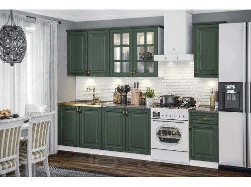 Кухонный гарнитур Престиж зелёный 2140x2000x600